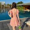 Swimsuit women's dress style one-piece conservative, belly cover-up and slimming, Korean ins style short-sleeved fashionable forest-themed hot spring new swimsuit Item Picture
